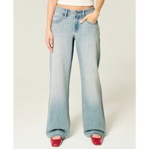 Hollister Low-Rise Light Wash Baggy‎ Jeans